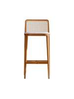 Tabourets de bar vintage modernes en bois massif et rotin, avec repose-pieds en cannage, sans accoudoirs, pour îlot de cuisine, comptoir, bar, pub, club, restaurant