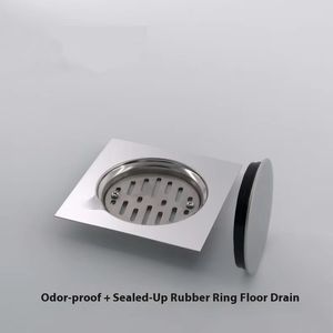 モダンデザインステンレス鋼201平方床排水ゴムリング15x 15cm研磨表面用ホテル浴室脱臭 - Product Image 2