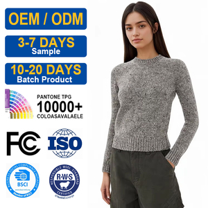 Maglione da <span class=keywords><strong>Donna</strong></span> OEM/ODM in Nylon/<span class=keywords><strong>Cotone</strong></span> Antipilling a Collo Tondo e Maniche Lunghe, Spessore Standard, Tinta Unita - Autunno/Inverno - Product Image 1