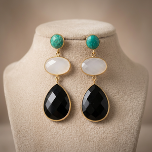 Pendientes Colgantes Hechos a Mano en Plata de Ley con Piedras Preciosas de Cuarzo, Pendientes de Moda Boho - Product Image 3