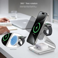 Chargeur sans fil magnétique 3 en 1 pour iPhone 16/15/13/14 Pro/12 Station de charge sans fil pour Apple Watch/AirPods Pro