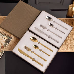 Juego de artículos para servicio de cena, juego de cubiertos de acero inoxidable 304, serie de agujeros colgantes, Juego de 4 piezas para restaurante familiar - Product Image 1