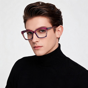 A01132 Montures de lunettes de luxe en acétate et fibre de carbone, robustes, texturées, œil-de-chat, unisexes, faites à la main - Product Image 2