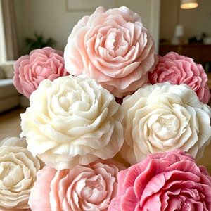 Bougie en forme de pivoine blanche, artisanale, décorative, parfumée, aromathérapie, mini fleur parfumée, cire de soja, bougie en forme de fleur de pivoine 3D - Product Image 4