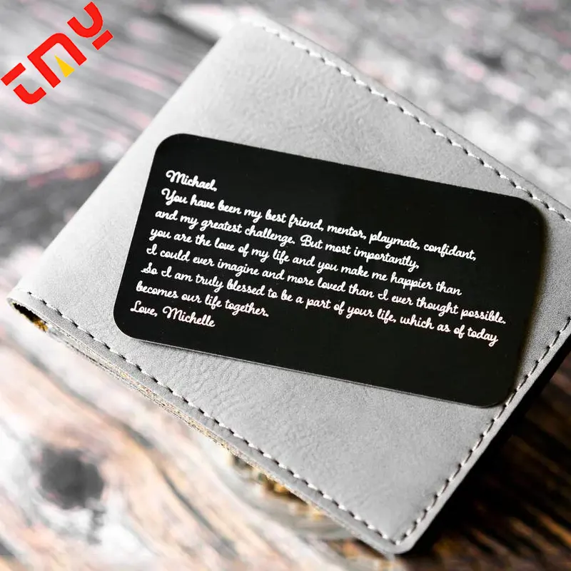 Dompet logam kosong aluminium Anodized 0.8MM kustom kartu dengan ukiran Laser untuk hadiah bisnis