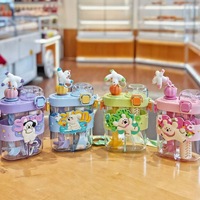 Bouteille d'eau double mignonne pour enfants, portable, en plastique, avec sangle, double couvercle, anti-fuite, pour sports de plein air