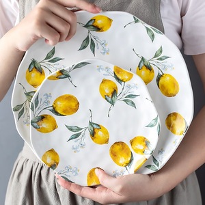 Lemon Dreams Dinner piatti 8 pollici grandi piatti in ceramica per Pasta, bistecca, piatti da portata alla moda graziosi piatti creativi di frutta - Product Image 1