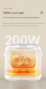 หม้อหุงข้าวไฟฟ้า200W แบบไม่ติดหม้อภายในทำจากอลูมิเนียม1-2คนหม้อหุงข้าวพร้อมหม้อนึ่ง1.2L ออกแบบได้ตามต้องการ - Product Image 6