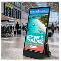 Écran publicitaire extérieur alimenté par batterie, 43 pouces, portable, haute luminosité, avec alliage d'aluminium + verre trempé pour location LCD