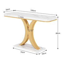 Table console étroite minimaliste moderne, plateau en pierre frittée imitation luxe léger avec base en bois massif, table d'entrée, table de couloir