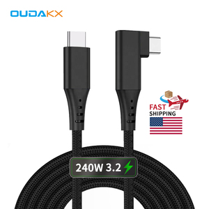 Fast Shipping 90Degree <strong>USB</strong> 3.1 <strong>Cable</strong> Super Charging Nylon Braided <strong>Type</strong> <strong>C</strong> to <strong>Type</strong> <strong>C</strong> Data Transfer Cord for Mobile Tablet Android - Product Image 1