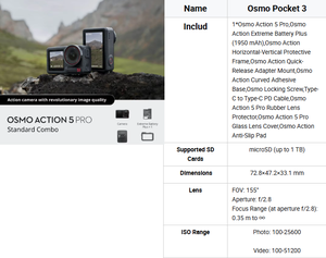 Caméra d'action étanche Osmo Action 5 Pro Standard Combo 4K/120fps avec capteur 1/1.3 et stabilisation par suivi de sujet – Vente en gros - Product Image 5