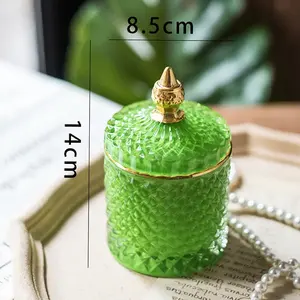 卸売良質カラフルガラスカップキャンドルジャーホルダー、ハンドル付き蓋、キャンディ収納可能 - Product Image 5