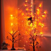 Guirlande lumineuse LED pour Halloween Toile d'araignée Décoration LED Fantôme pour intérieur extérieur Maison hantée Festival Fête Vacances