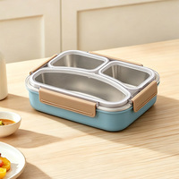 Boîte à lunch isotherme en acier inoxydable avec 3 compartiments scellés, personnalisable, pour adultes/bureau