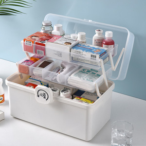 Boîte de rangement portable pour médicaments à grande capacité, 3 étages, avec serrure, organiseur de premiers secours pour la maison, les voyages et les urgences - Product Image 3