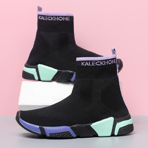 Sneakers casual da <span class=keywords><strong>donna</strong></span> a collo alto, stile stivaletto, con fondo spesso, in maglia, traspiranti, elasticizzate, per l'autunno, design Joker, Cross-Border Paris - Product Image 4