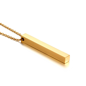 <span class=keywords><strong>Collana</strong></span> minimalista 18K oro in acciaio inox verticale Bar <span class=keywords><strong>con</strong></span> Logo personalizzato e catena a maglie <span class=keywords><strong>nome</strong></span> personalizzato gioielli - Product Image 4