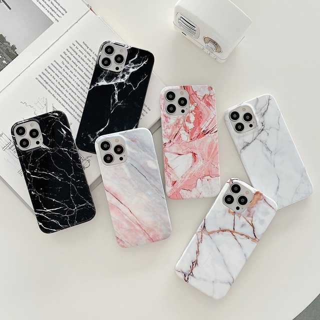 Mirror Plane Glossy Marble Mobile Phone Cover for iPhone Shockproof Marble Case for iPhone 12 13 14 Pro Max