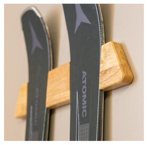 Può contenere 50 libbre in legno massello supporto per esposizione a parete in legno minimalista <span class=keywords><strong>portasci</strong></span> - Product Image 2