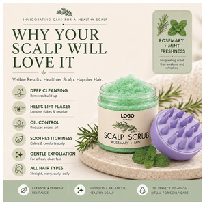 Gommage pour le cuir chevelu à la rosemaine, exfoliant et <span class=keywords><strong>shampoing</strong></span> 2-en-1, traitement capillaire au sel de Mer avec masseur en silicone - Product Image 4