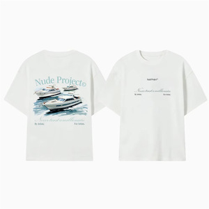 T-shirt a maniche corte girocollo con stampa a righe stile streetwear europeo unisex 100% cotone casual - Product Image 3