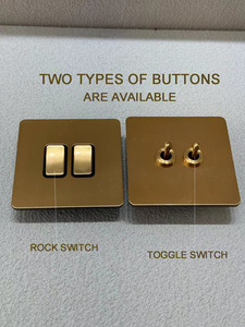 86 điện phổ kim loại Key chuyển đổi ánh sáng chuyển đổi khung thép không gỉ Vàng Châu Âu đa chức năng Ổ cắm ổ cắm 250V 2WAY - Product Image 2