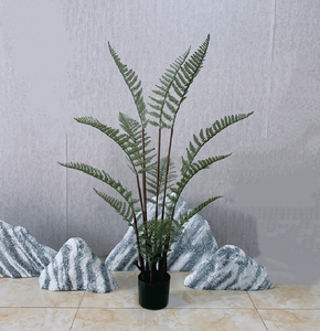 Venta al por mayor árbol de helecho persa artificial con maceta Real Touch plástico bonsái planta realista para la decoración del hogar - Product Image 2