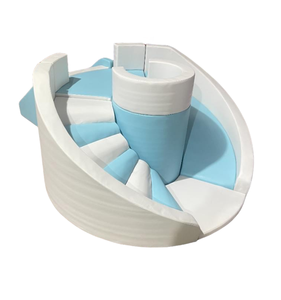 Magnifique toboggan circulaire d'intérieur gris et blanc, équipement de jeu souple pour enfants, idéal pour les fêtes d'anniversaire. - Product Image 6