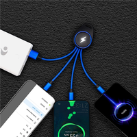 Çok şarj kablosu anahtarlık şarj aleti kablosu aydınlık logolu, 3 in 1 çoklu USB C hızlı şarj Combo IOS/tip C/USB A/USB C