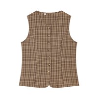 Ensemble gilet sans manches à carreaux et pantalon droit taille haute personnalisé 2026, tailleur élégant deux pièces pour le bureau, OEM/ODM par usine chinoise