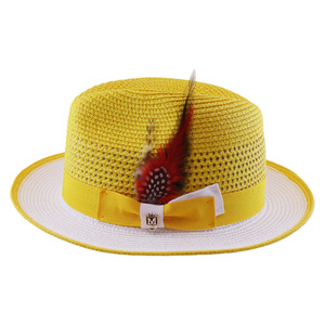 <span class=keywords><strong>Chapeau</strong></span> Fedora d'été bicolore en <span class=keywords><strong>paille</strong></span>, personnalisé avec ruban et plumes, respirant, tissé, style Trilby Panama pour hommes et femmes, vente en gros - Product Image 2