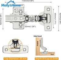 Charnières intelligentes innovantes à fermeture amortie avec réglage 4D et contrôle de vitesse réglable pour armoires modernes sans cadre