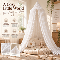 Moustiquaire de lit pour enfant en coton blanc uni, portable et pliable, avec bordure à volants en maille conique, rideau de princesse pour berceau et chambre de bébé
