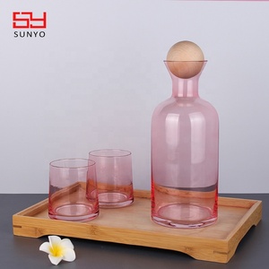 <span class=keywords><strong>Carafe</strong></span> à eau ou à <span class=keywords><strong>vin</strong></span> en verre soufflé à la main, couleur personnalisée avec couvercle en bois, ensemble de pichets à eau en verre pour boisson froide - Product Image 4