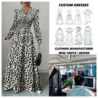 Fournisseur de vêtements, personnalisation de robes pour femmes de haute qualité, personnalisez votre propre logo, robe longue pour femmes à imprimé léopard