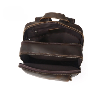 Crazy <strong>Horse</strong> Leather Laptop <strong>Backpack</strong> Men's Vintage Genuine Leather Large Capacity Briefcase 17-inch Fashion Casual Travel Bag - Product Image 3