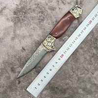 Couteau de poche EDC Bochen Damas gravé en nacre, manche en bois d'ébène, couteau pliant, cadeau pour anniversaire, mari, père, mariage