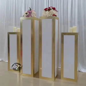 Decoração do casamento pilares rodada carrinho do bolo quadrado coluna pedestal