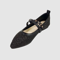 Chaussures plates élégantes pour femmes à bout pointu en PU, à brides croisées et boucle réglable, confortables pour l'extérieur