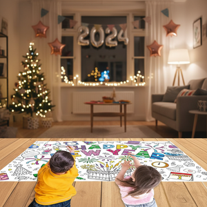 Banner di Carta Fai-da-Te per Capodanno, 51 X 30 Pollici, Tovaglia Gigante, Poster con Fuochi d'Artificio, Cappelli per Feste, Decorazioni Murali per Feste - Product Image 3