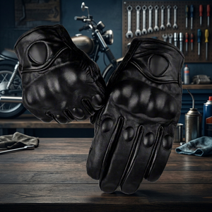 Guantes de cuero para hombre, guantes de invierno para ciclismo, estilo pull-on, color negro, antideslizantes - Product Image 3