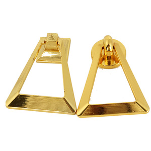 Tirador de Cajón Geométrico Dorado de Aleación de Zinc, Anillo Minimalista para Gabinete, Diseño Oculto de un Solo Orificio - Product Image 1