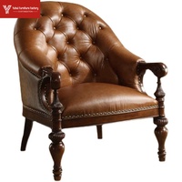 Fauteuil de style américain, chaise de loisirs en bois massif sculpté, chaise de bureau pour balcon, fauteuil rétro européen, chaise tigre