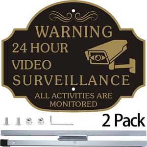 Custom Anti-dissolvenza resistente alle intemperie in alluminio riflettente senza violazione di segni di videosorveglianza con paletti in metallo segno di avvertenza - Product Image 5