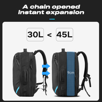 TANGCOOL Sac à dos extensible de grande capacité, 30L à 45L, étanche, pour ordinateur portable de 17 pouces, sac à dos de randonnée en plein air, chargeur USB