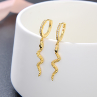 POLIVA Ensemble de boucles d'oreilles en forme de serpent en zircone plaqué or 18 carats Mujer Aretes Anillos De Plata Boucles d'oreilles en argent sterling 925 pour femmes