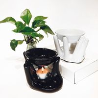 Brûleur d'Encens en Céramique Moderne et Épuré, Diffuseur d'Aromathérapie au Design Sculptural en Forme de Main pour Chambre, Parfum d'Ambiance, Chauffe-Bougie et Huiles Essentielles