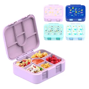 Germany Popular Reusable Clamshell 6 Compartments Tiffin Lunch Box For Children Bpa Free Food Snack Box