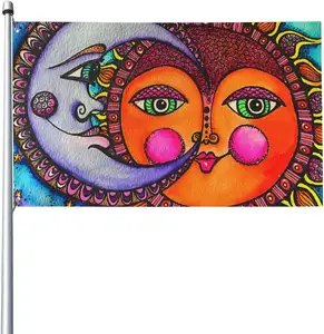 Sun Moon Celestial Hippie Art Custom Flags 3x5FT Spring Summer Holiday Garden DecoOutside Outdoor Flags